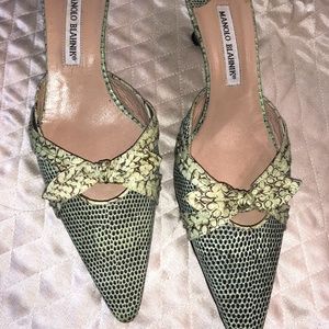 Simply Gorgeous Green Lizard Manolo Blahnik Mules
